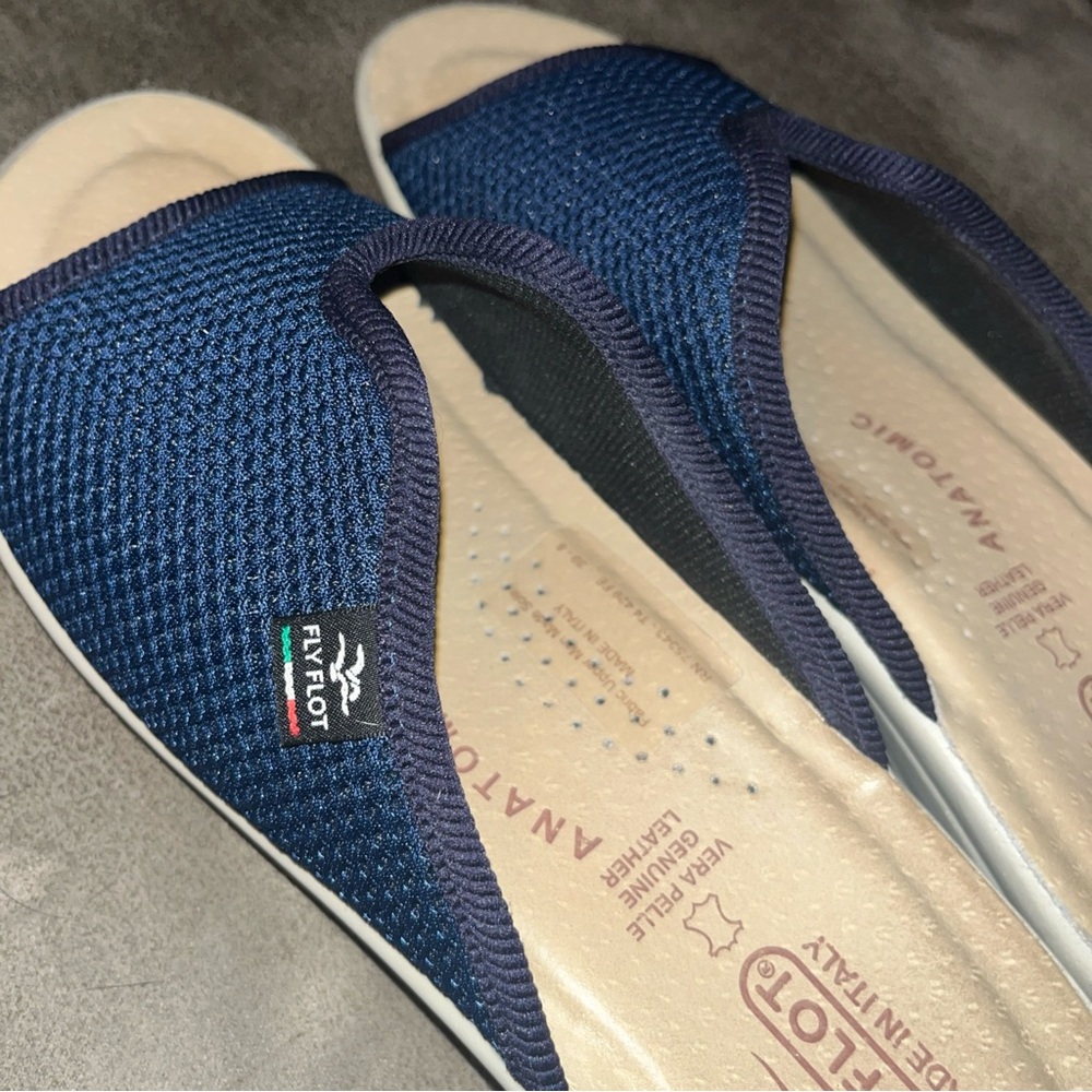 Fly Flot Navy Leather Sandals - Picture 6 of 8